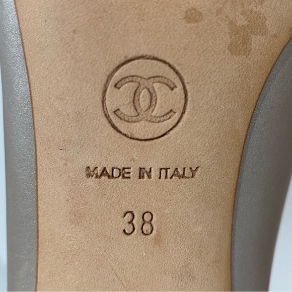 SOLD Authentic Chanel Taupe Peep Toe Heels size 38 - Picture 8 of 9